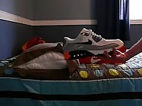 He REALLY loves new shoe smell!