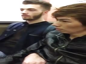 My friend plays with my dick in public