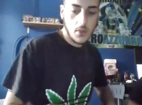 Stoner boy shows off his cock