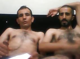 Couple of Turkish daddies wank together