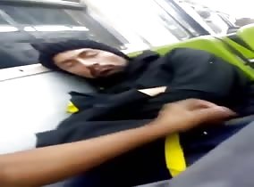 Woke this dude up on the train with a handy