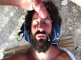 I love giving my bearded friend a facial