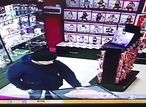 Crazed perv couldn't resist sticking his dick in the display toy