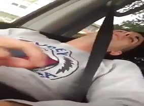 Fingering my friends hole while he jerks off in my car