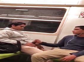 Enjoying a ride on the handjob express