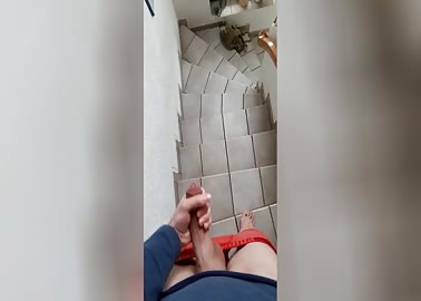 Cum on stairs