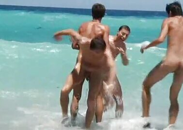 friends naked at the beach