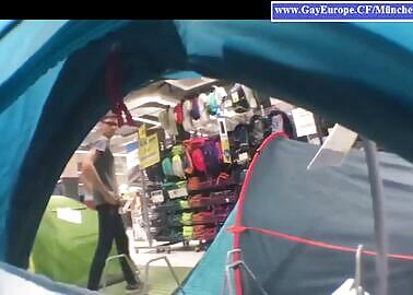 german guy jerks off dangerously in a mall