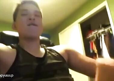 Asian jerking off with a sex toy