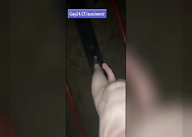 Australian jerking off on the sports field in the park