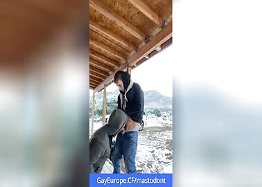 Blowjob on a winter road