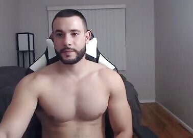 Hot military man showing off his muscles on his day off