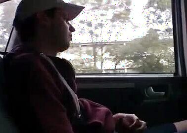 Taxi wank and cum