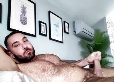 sexy beefy hunk jacks on camera 1