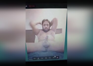 Vulnerable man stroking his cock