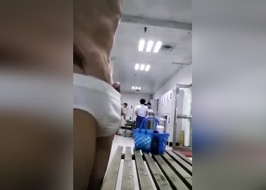 Jerking off in the locker room in front of other guys