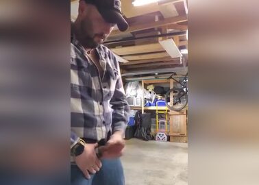 Dad jerks off in the garage
