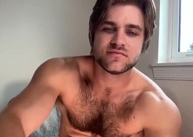 Handsome Hairy Guy Stroking