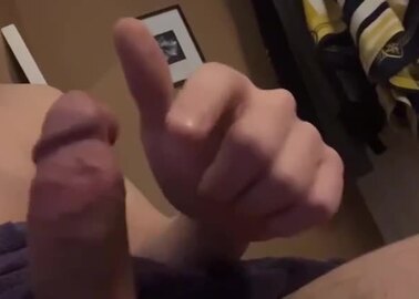 Teen plays with cock