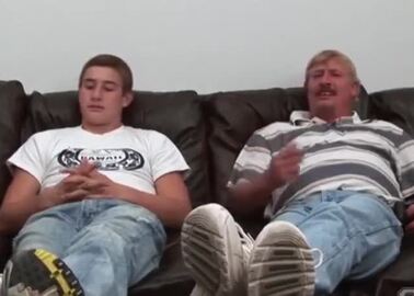 Dad and son jerk off