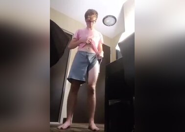 blond boy jerks off cum