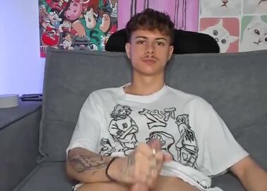 Tattooed Mustache Guy Cam Solo Stroking