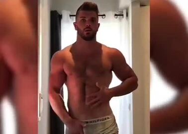 Man showing off