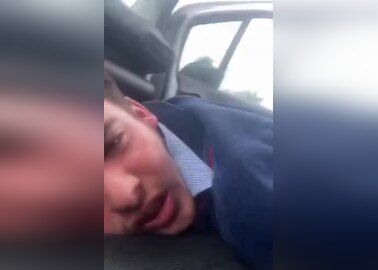 Lad fucked in car