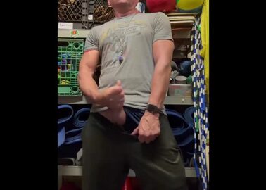 JockDad87 Shoots a Load of Superman Cum in the Equipment Closet