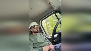 Trade Cumming in High Vis in his Truck