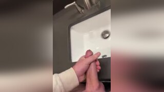 big cock shoots in sink