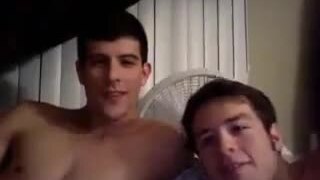 Brothers play and swallow