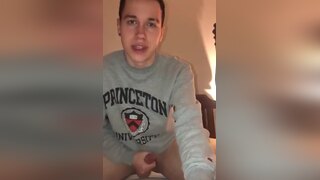 Frat Boy Jerks Off Wearing Princeton Sweatshirt