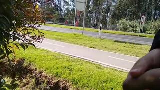 public wanking catches a cyclists attention