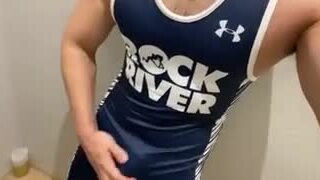 College Wrestler Singlet Cum