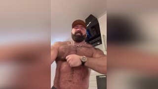 Gay Muscle Bear JOI  Feet Worship Jockstrap Sniffing  Fleshlight Fuck with Huge Balls