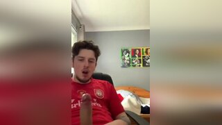 Cute white guy jerks