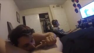 Casual sex in front of gamer roommate