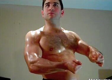 Hot gymnast shows off in red jockstrap then jerks off