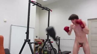 Skinny and Shredded Guy Doing Some Naked Exercises on Webcam