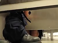 Spying on public bathroom gloryhole action