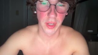 Verbal Nerd Jerking off on the Bed